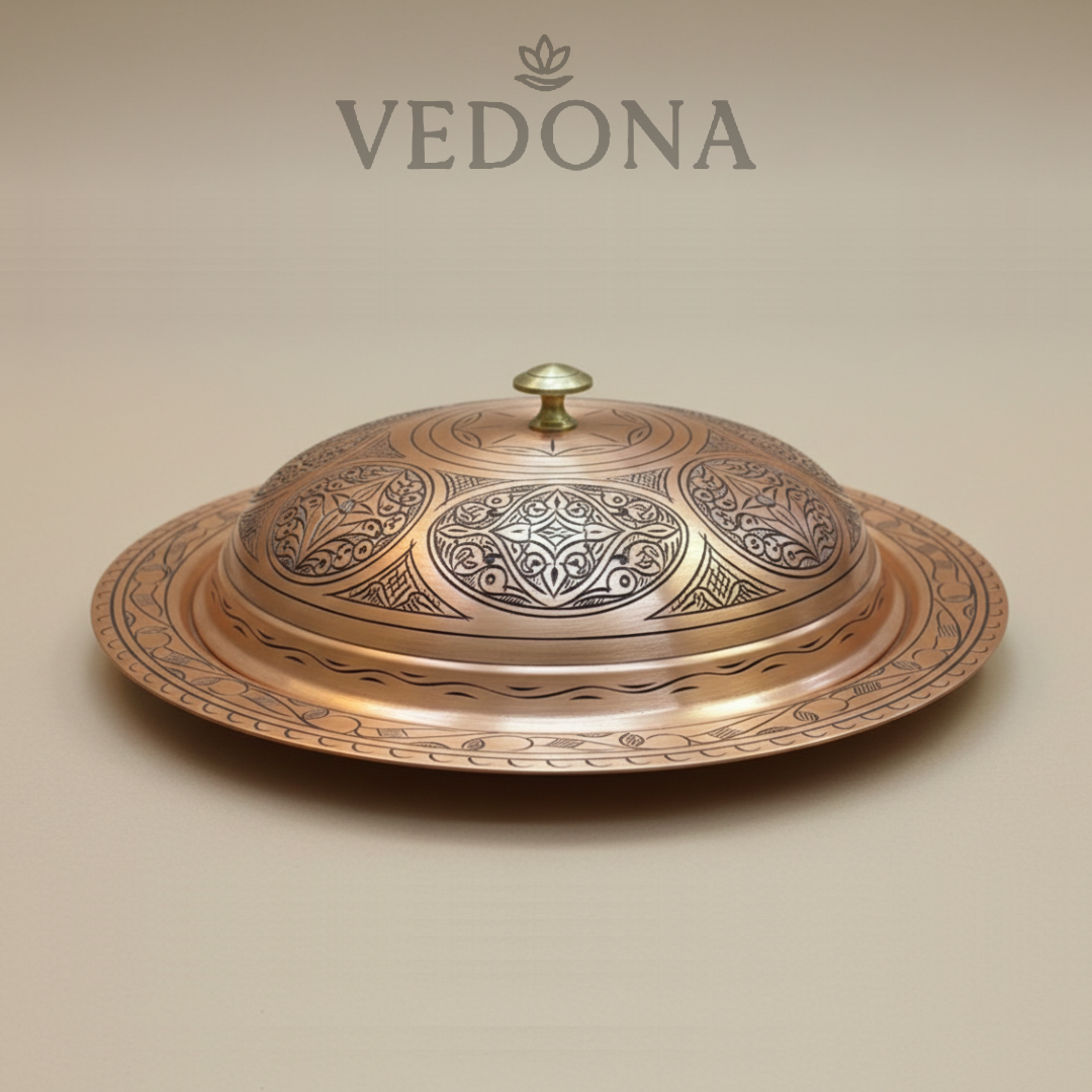 İşlemeli Bakır Sunumluk