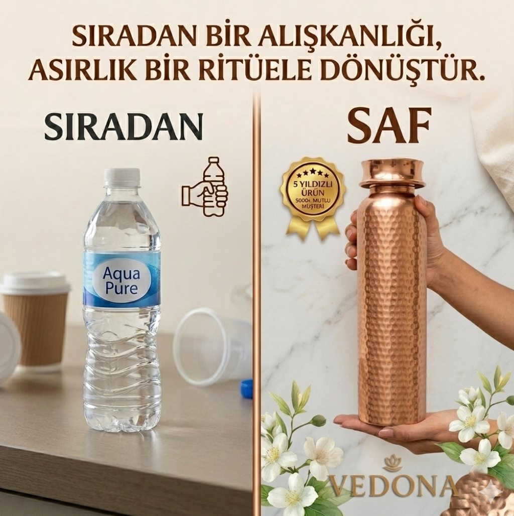 Ayurvedik %100 Saf Bakır Termos