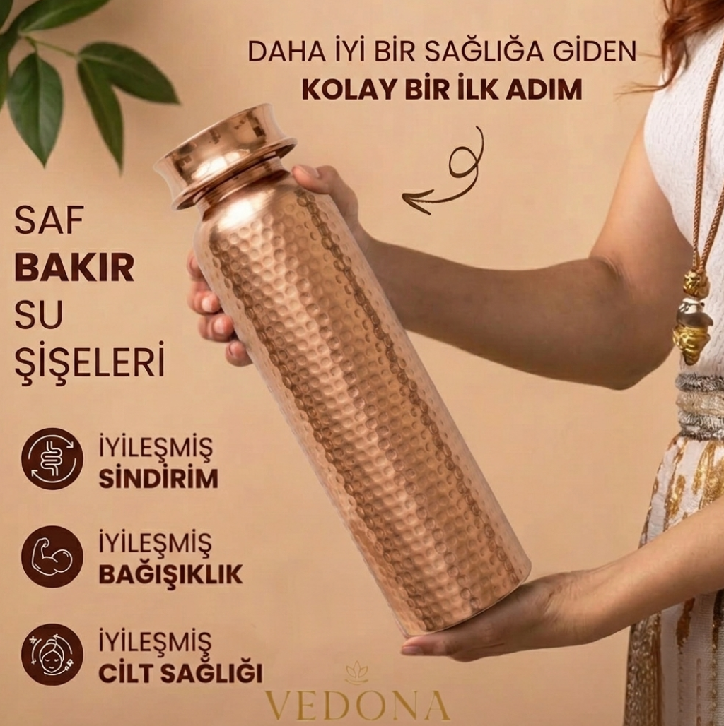 Ayurvedik %100 Saf Bakır Termos